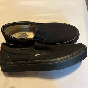 Black slip on vans, women’s size 8 men’s size 6.5